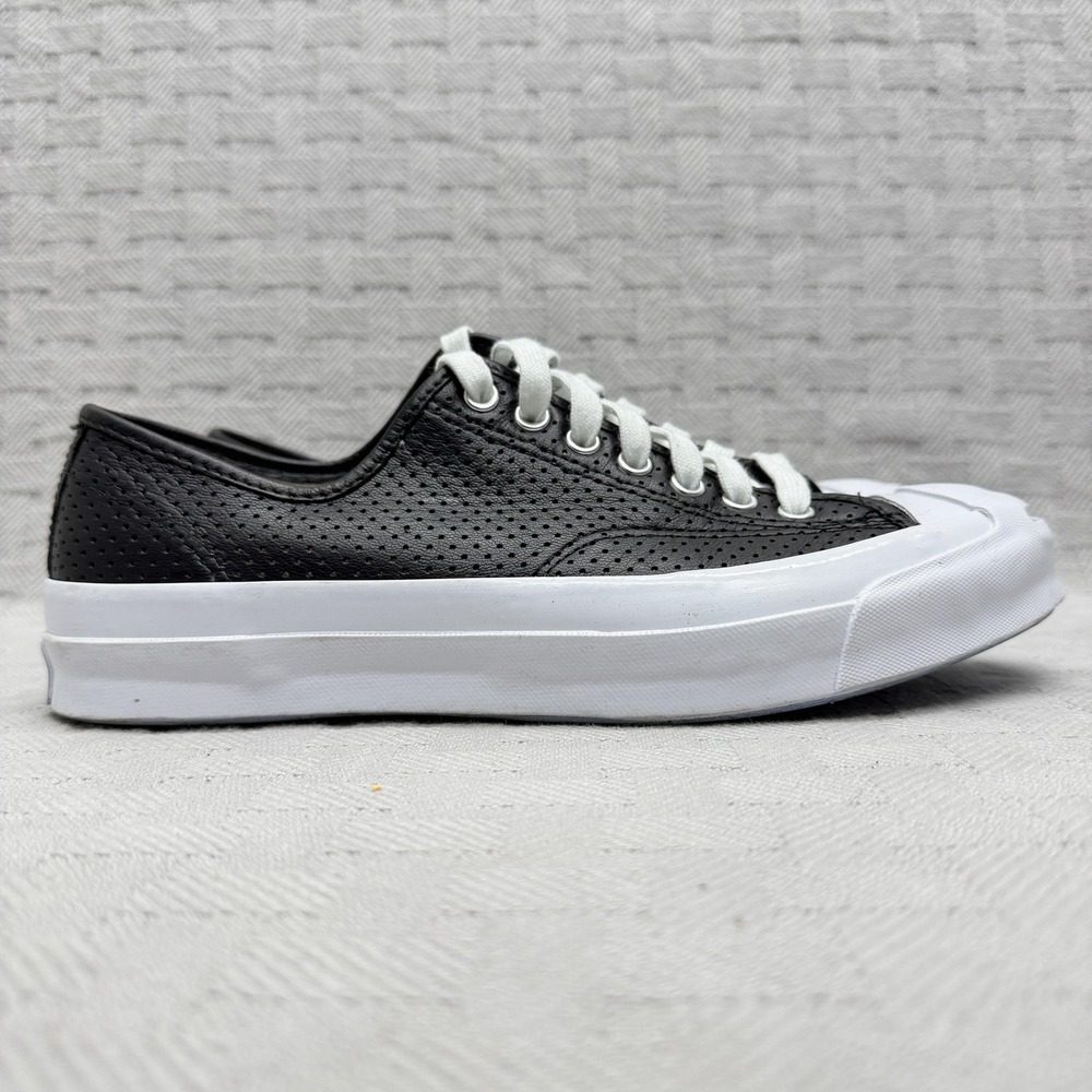 Converse Jack Purcell Shoes Women Size 9.5 Black Leather Low Top Casual Sneakers